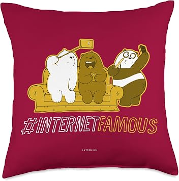 Cartoon Network We Bare Grizz Panda Ice Bear Internet Famous Throw Pillow, 18x18, Multicolor