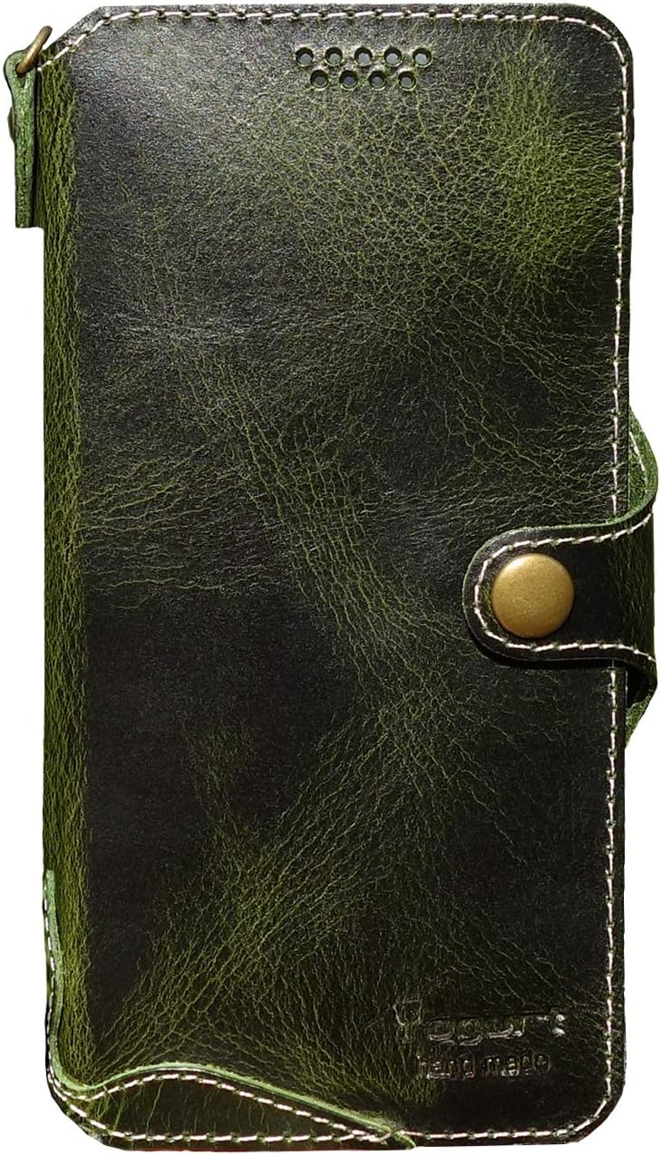 Yogurt Case for iPhone 8 Plus, Case for iPhone 7 Plus, Genuine Leather Wallet Handmade Compatible with iPhone 8 Plus/7 Plus 5.5 Inch Dark Green