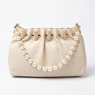 AESTHESY Women’s Pearl Handle Handbag | Premium PU Leather Shoulder Bag for Party & Office Price In India