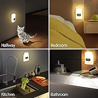 Vista 5 de LUXON LED Motion Sensor Night Light with Digital Alarm Clock,Bathroom Clock Plug Into Wall 4000K Warm White,Dusk to Dawn Sensor for