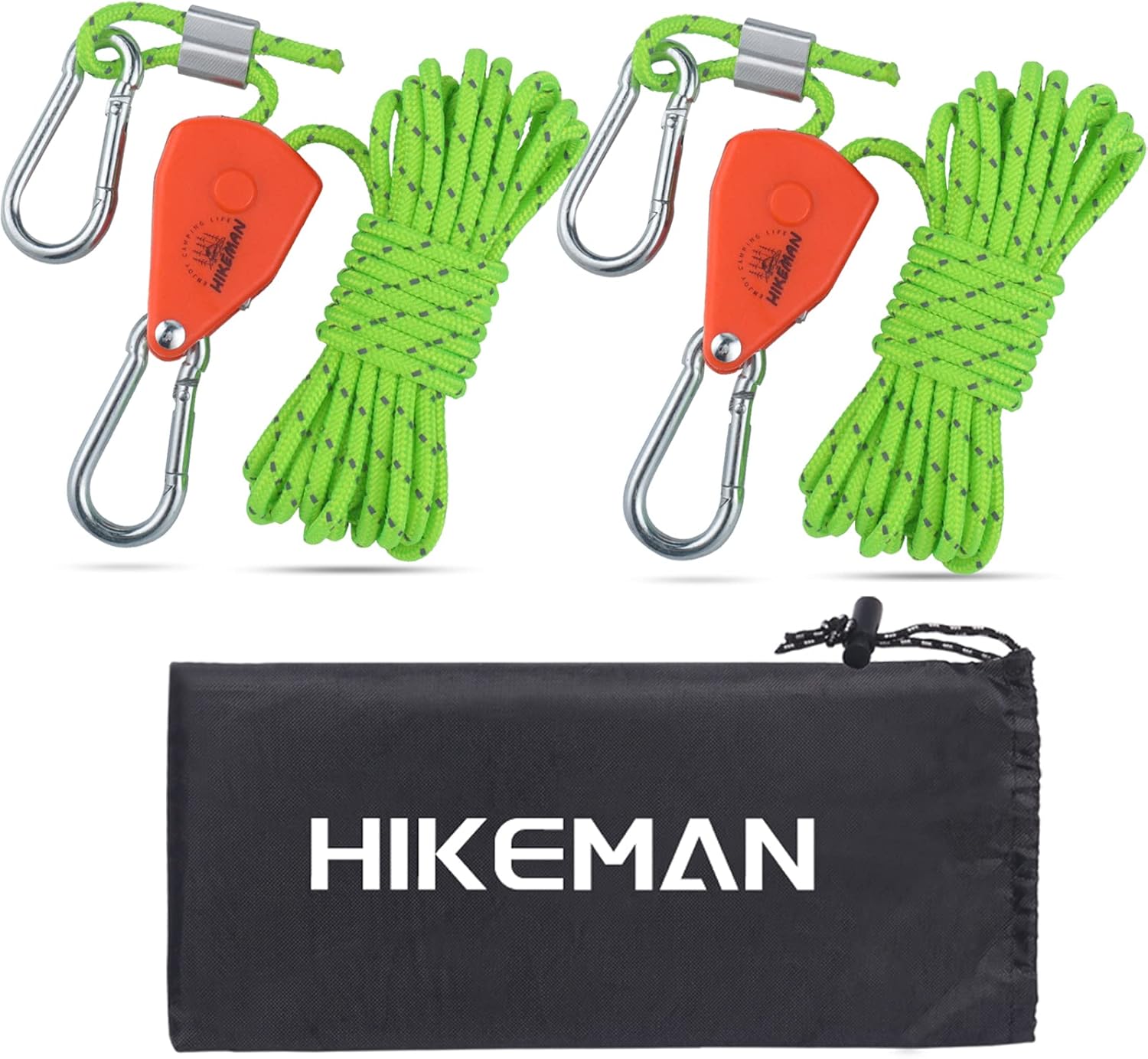 Tent Guy Ropes with pulley 4mm Reflective Cord Tent Guide Rope with