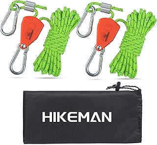 HIKEMAN 4mm Reflektierend Abspannseile Seil - 4M Leichte Abspannleine Zeltschnur mit Spanner Einsteller für Zelt Zeltplane Camping