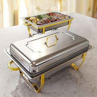 Chafing Dishes for Buffet 2 Pack, High Grade Chafing Dish Buffet Set, Stainless Steel Food Warmers with Stackable Design for Parties, Catering Supplies, Banquets, and Weddings, 2 Full Size Pans