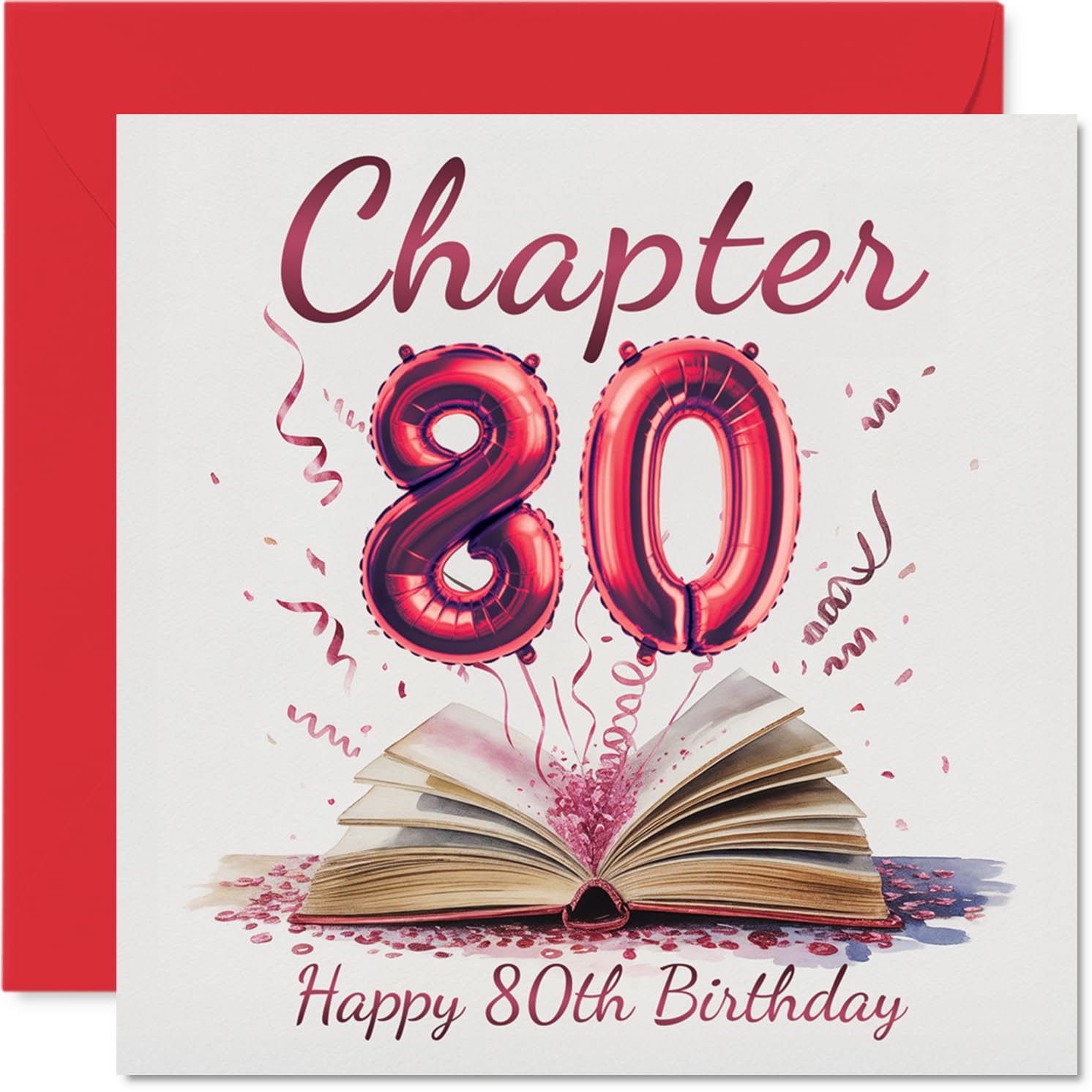 80th Birthday Cards for Women Men - Start of Another Chapter - Happy Birthday Card for 80 Year Old Woman Man Grandad Auntie Nanny Nan, 145mm Bday Greeting Cards