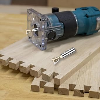HUHAO Dovetail Router Bit 1/2 Shank 3/4 Dia Carbide Dovetail Joint Joinery Bit Wood Cutting Trimming Cutter Double Flute Straight Grooving Bits for Woodworking Dovetail Bit