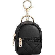 Mini Backpack Keychain,Black Faux Leather Cute Cosmetic Bag Charm