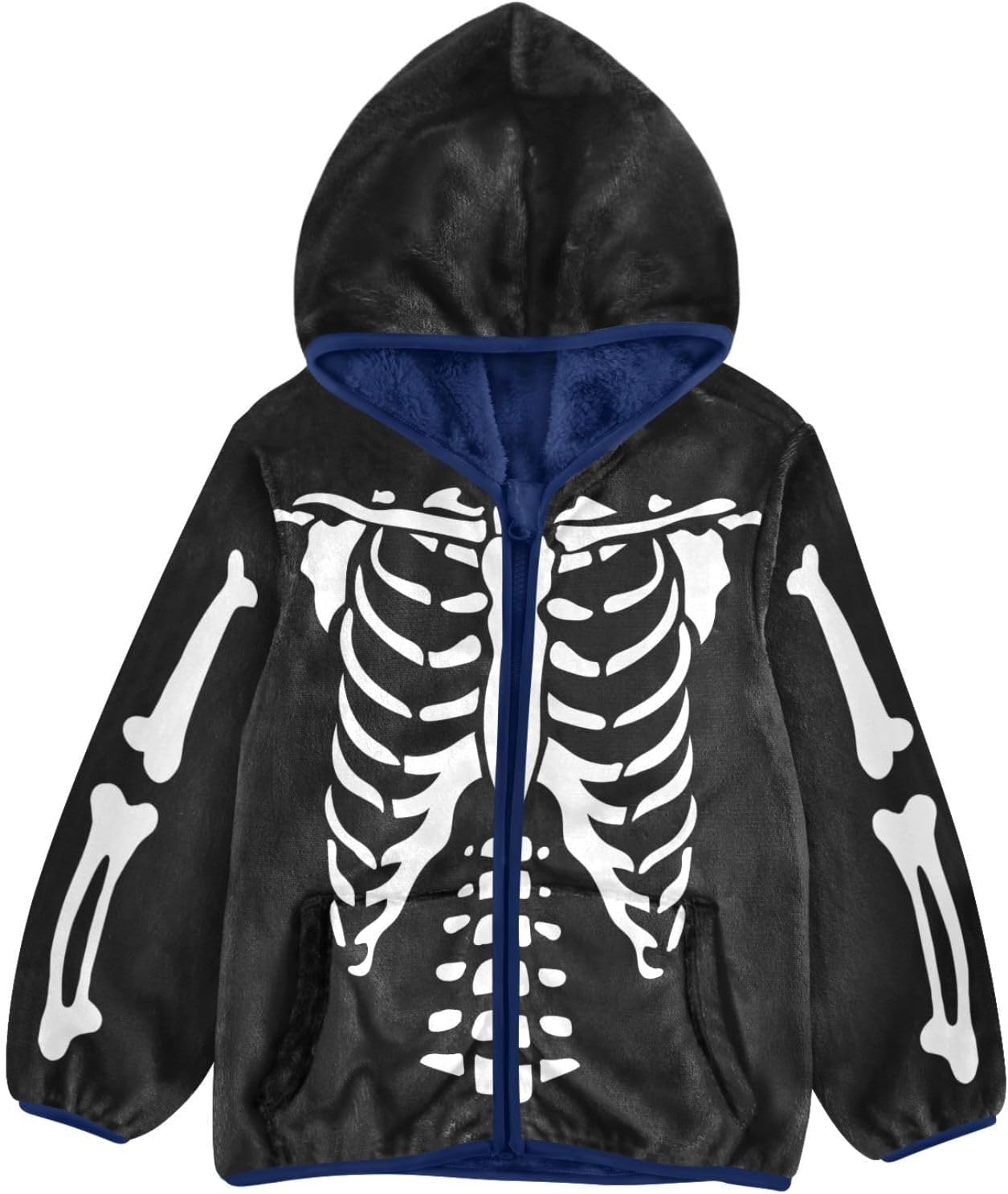 CaTaKu Toddler Skeletons Bone Halloween Fleece Jacket for Girls Boys Autumn Winter Outerwear Coats Zip Up Hoodie 4t