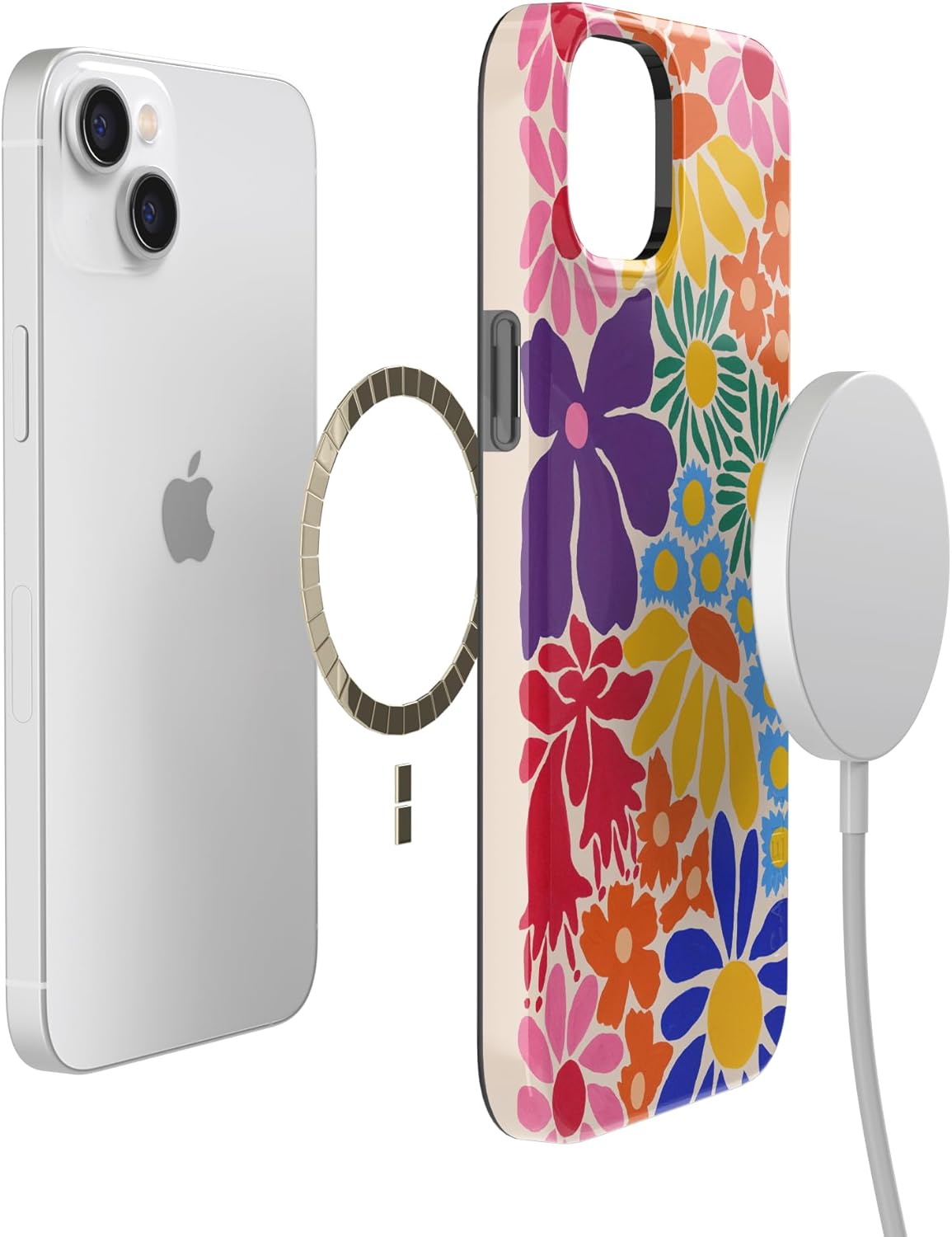 Casely iPhone 14 Plus Case | Flower Patch | Multi-Color Floral | Compatible with MagSafe | Classic Ultra Slim Design