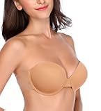 HANSCA Backless Strapless Push Up Bra for Women Thick Padded Sticky Underwired Bras Self Adhesive