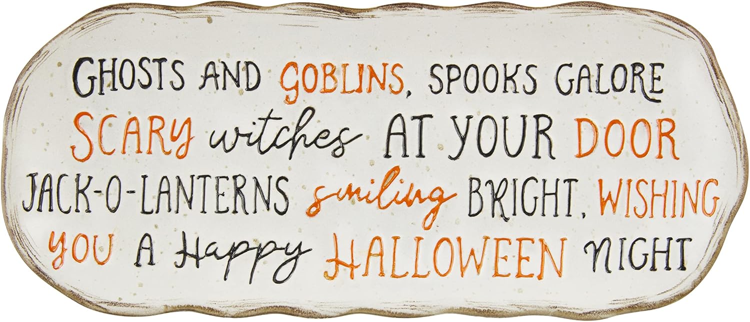 Mud Pie Stoneware Halloween Everything Plate, 9" x 4" wide, Orange