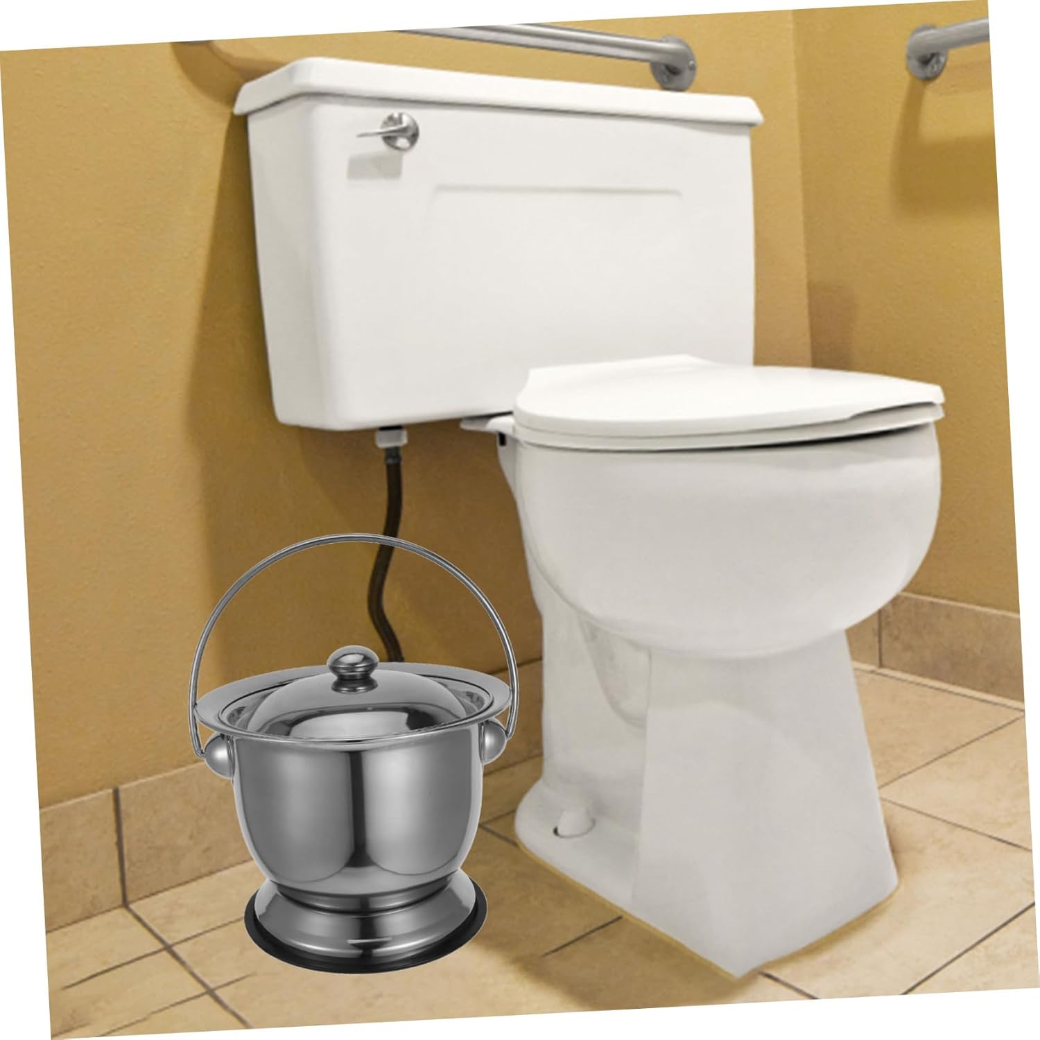 Adult Bed Pan Potty Stool Stainless Steel Elderly Portable Commode Lid Home Care Urinal