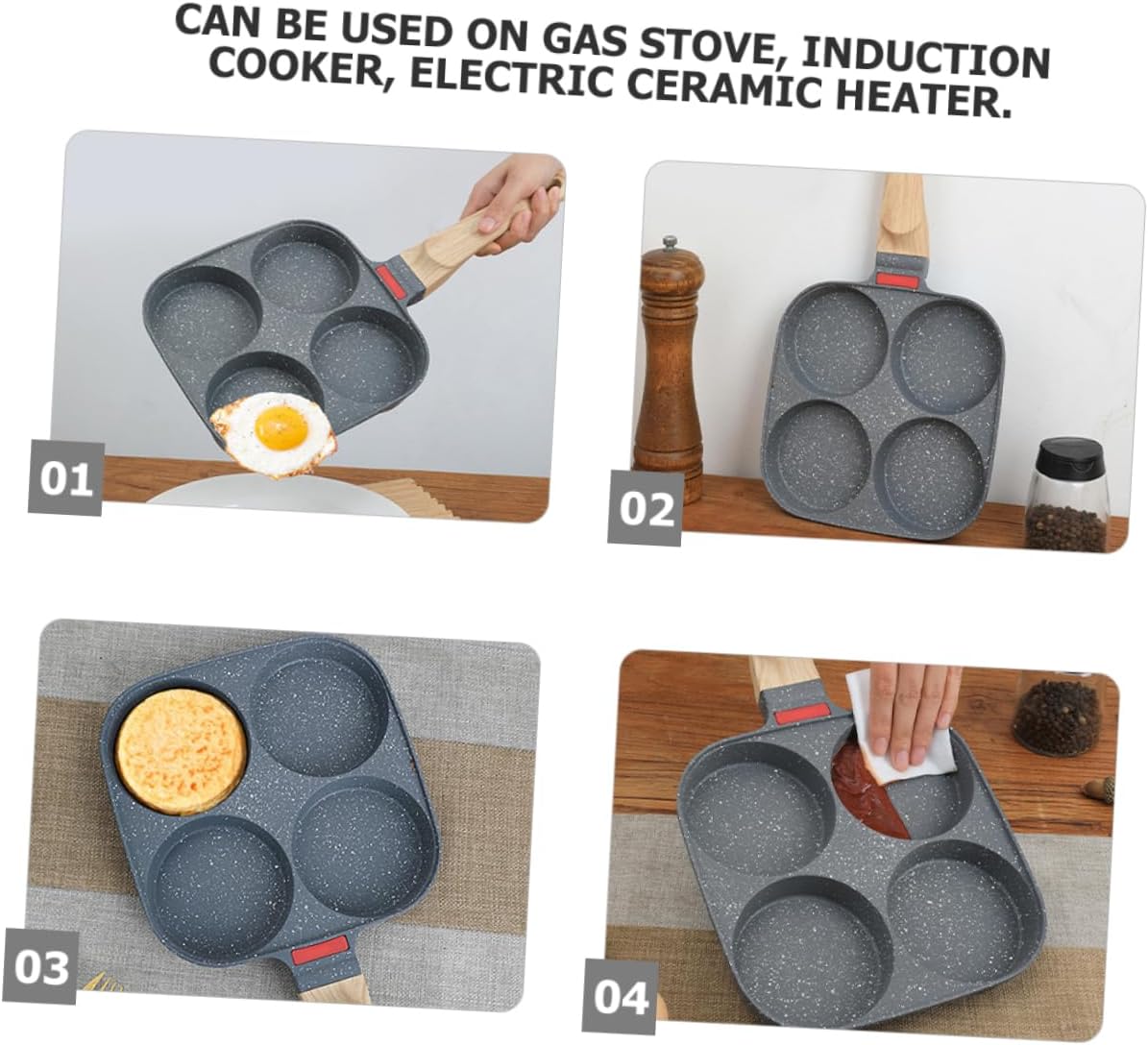 PRETYZOOM Egg Frying Pan Handle Nonstick Cookware for Breakfast for Frying Eggs Pancakes and Burgers Easy to Clean and Store