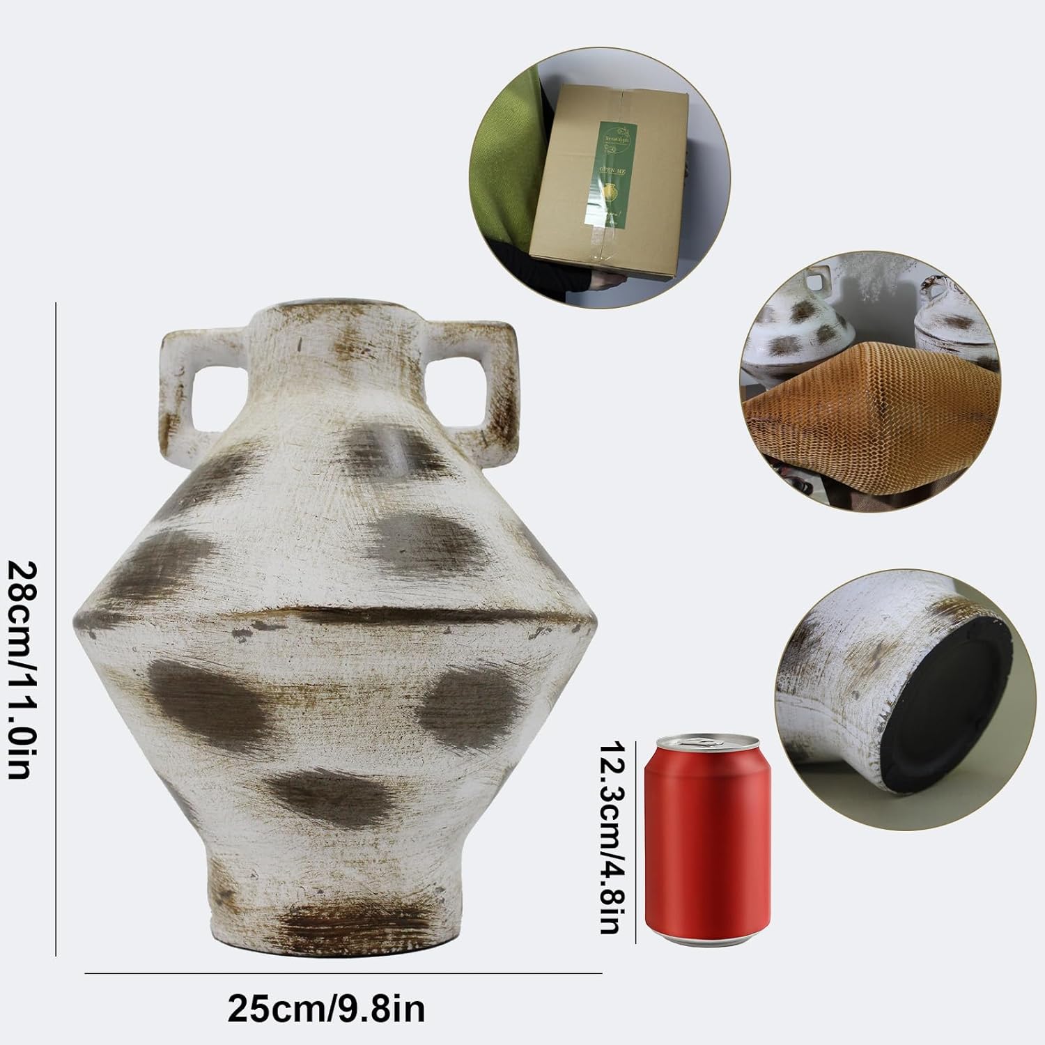 Large Ceramic Rustic Vase 11 inch, Handmade Ceramic Pottery Centerpiece for Living Room Dining Table Home Decor - Image 2