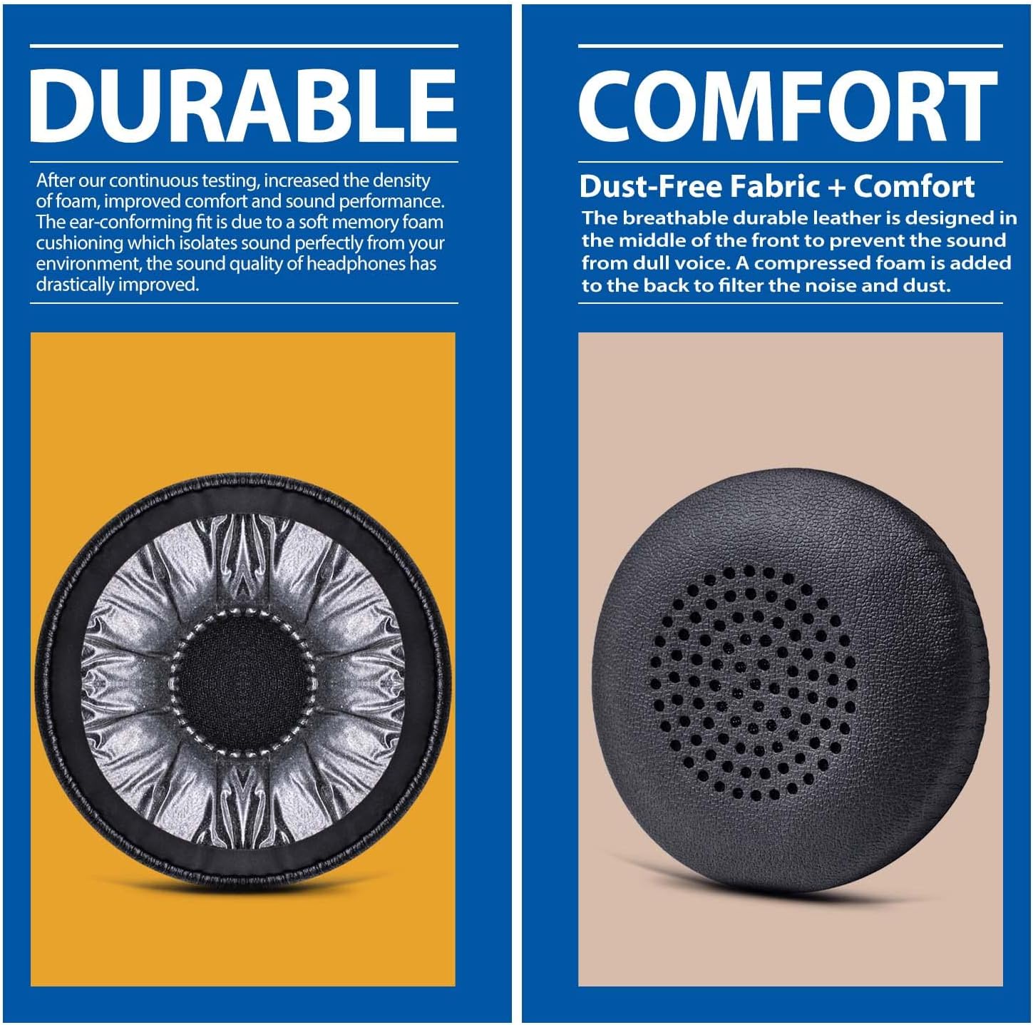 TRANSTEK Uproar Ear Pads - Replacement Ear Cushion Foam, Compatible with Uproar Wireless & Wired Headsets, Black, 2 Pack - Image 3