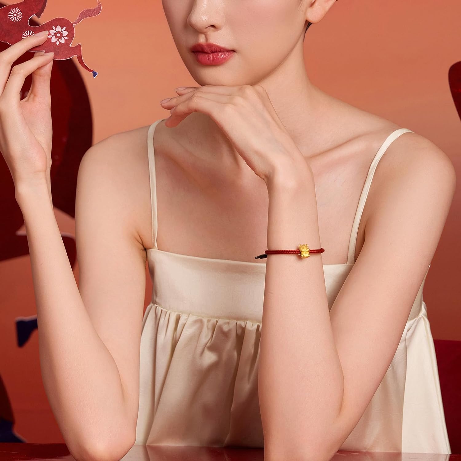 24K Gold Charm Bracelet Pony Horse Red Bracelets Chinese Fu 12 Zodiac Charms Fortune Animal Link Jewellery for Women Men Son Birthday 2026 New Year Gifts