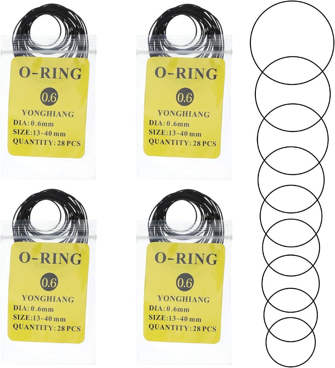 112Pcs O Ring Watch Gasket Kit, 0.6 mm Waterproof Rubber Watch Sealing Ring Replacement Watches Repair Tools for Watches Back Cover