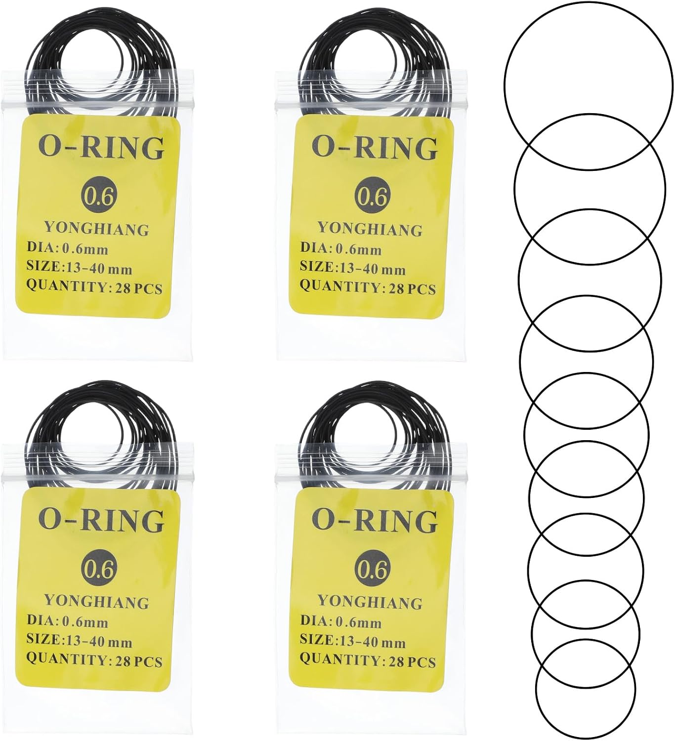 TIESOME 112Pcs O Ring Watch Gasket Kit, 0.6 mm Waterproof Rubber Watch Sealing Ring Replacement Watches Repair Tools for Watches Back Cover
