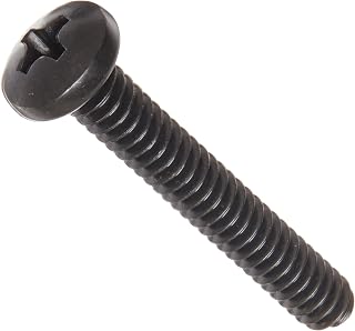 Steel Pan Head Machine Screw, Black Oxide Finish, Meets ASME B18.6.3, 2 Phillips Drive, 10-24 Thread Size, 1-1/4" Length, Fully Threaded, Import (Pack of 100)