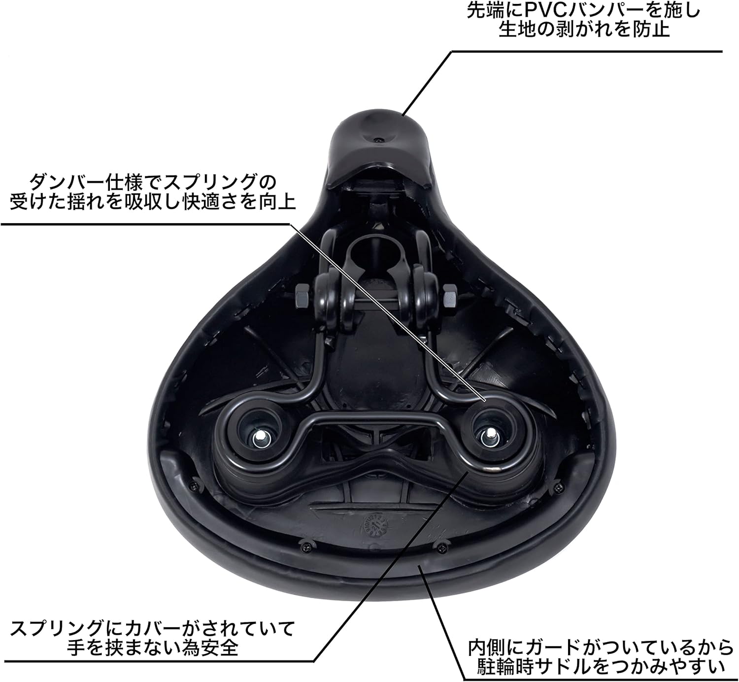 MARUHACHI YF-3542 Soft Saddle (for Light Vehicles/Center Cut) (Black)