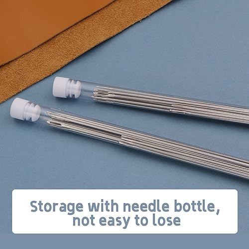 Miniatura 8 de 40 agujas de coser largas, 4 tamaños grandes, agujas de costura de ojos grandes, acolchado y fabricación de muñecas con enhebradores y tubos de