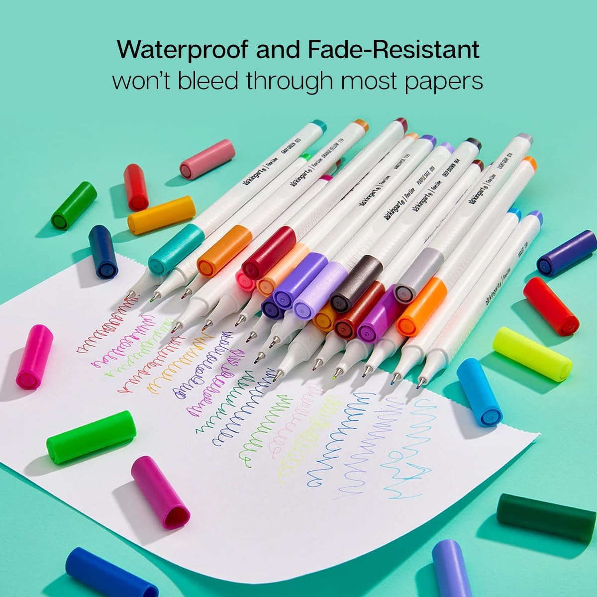 KINGART Studio Fine Line Pens, 48 Colors Set, 0.4mm Ultra Fine Tip for Drawing, Sketching, Journaling, Adult Coloring, & Art Projects, Water-Based Ink, Non-Bleeding.