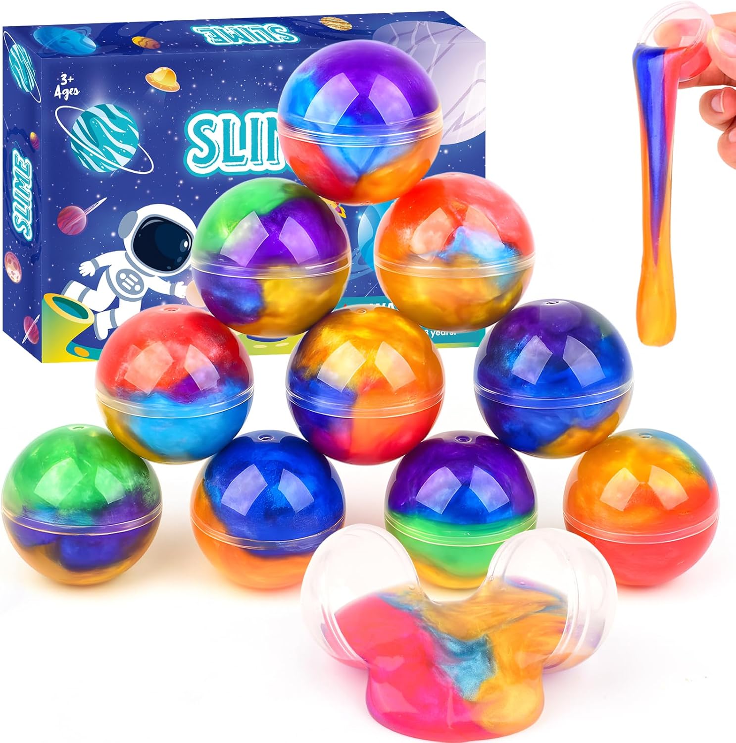 12 Stück Galaxy Schleim Bälle für Kinder, dehnbar und Nicht klebrig, Slime Mitgebsel für Kindergeburtstag, Ostergeschenke, Klassenzimmer Belohnungen, Goodie Bag Füller für Jungen und Mädchen