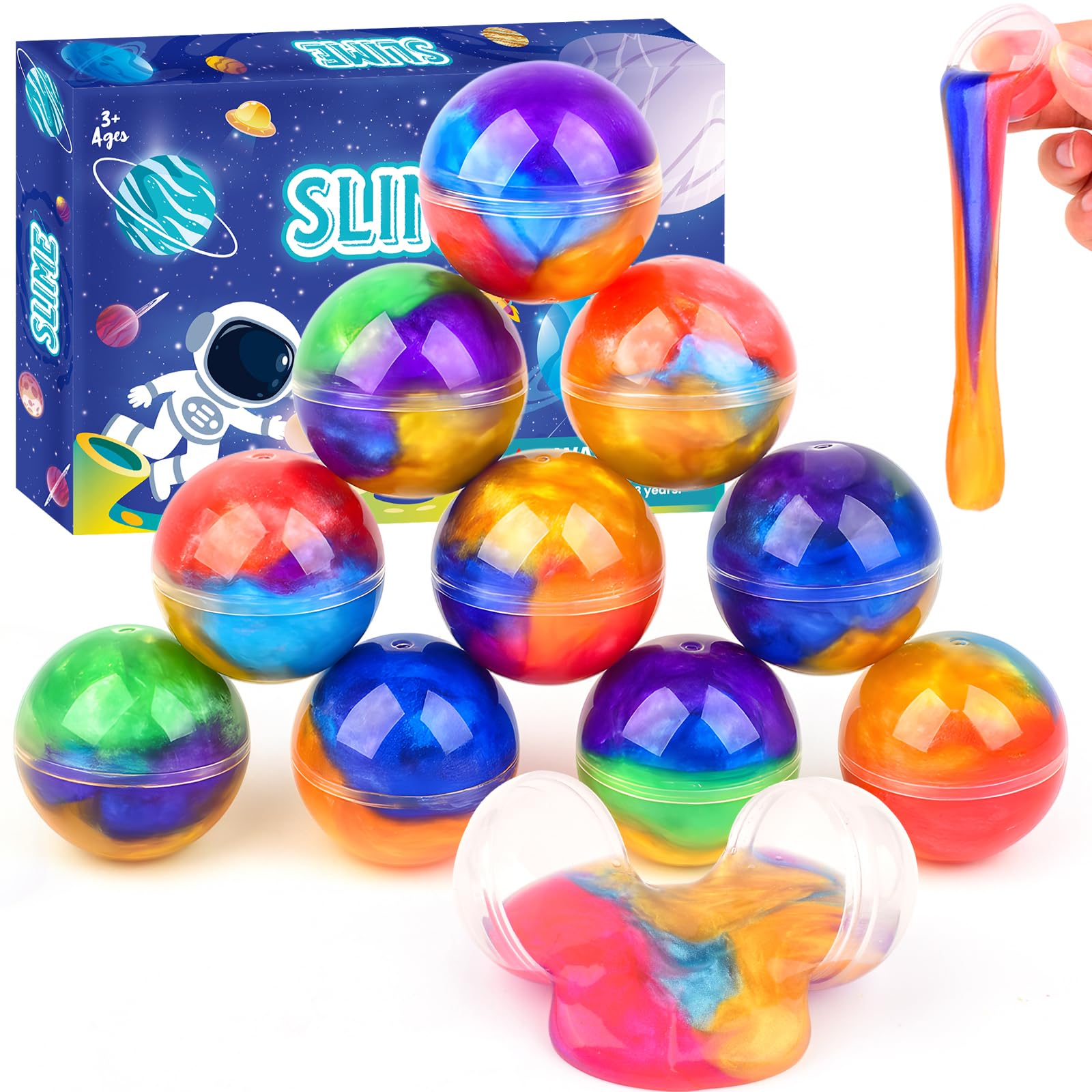 12 Pack Galaxy Slime Balls  Slime Party Favors, Non-Sticky, Soft Slime Kit for Classroom Prizes, Christmas Stocking Stuffers, Goodie Bag Stuffers,Easter Basket Stuffers for Kids Boys Girls