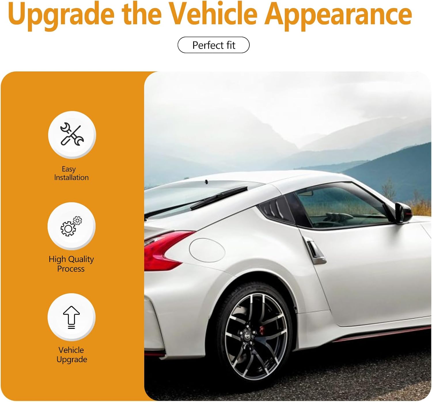 2PCS Rear Window Louvers Compatible with Nissan 370Z Z34 2009-2020 ABS Rear Side Window Louvers Air Vent Sunshade Scoop Shades Cover Blinds Vent Exterior Accessories (Matte Black)