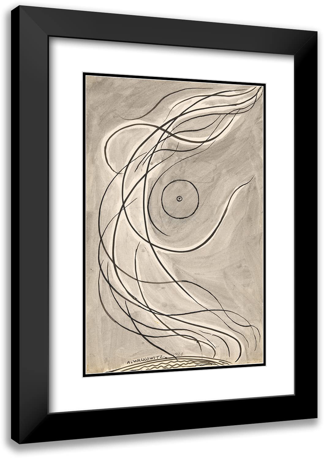 ArtDirect Abraham Walkowitz 17x24 Black Modern Frame and Double Matted Museum Art Print Titled - Dance Abstraction; Isadora Duncan (Or ‘Rhythmic Line’) (1920)
