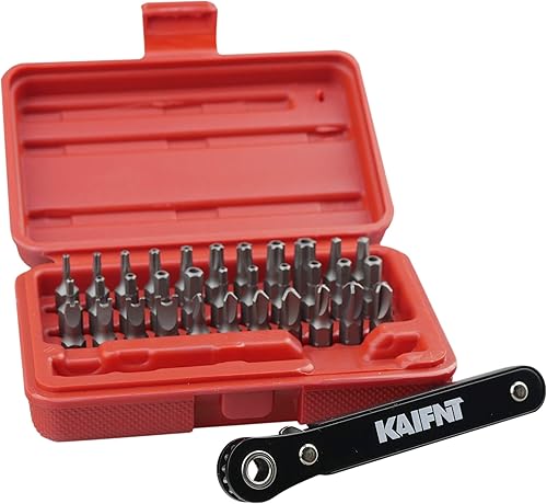 K401 - Juego de brocas de seguridad a prueba de manipulaciones con llave de trinquete, unidad de 1/4 pulgadas, 34 piezas