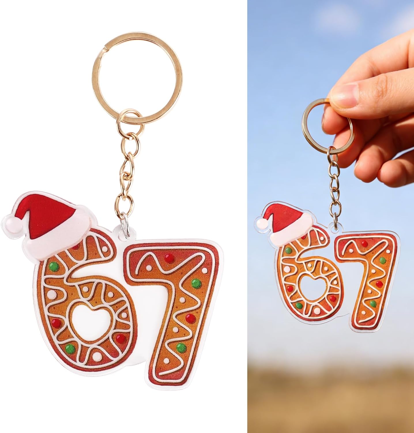 67 Meme Silicone Boho Beaded Wristlet Keychain With Wallet - Santa Says Six Seven Gifts 6 7 Acrylic Wristlet Small Credit Card Holder Bracelet Key Chain Purse Bangle Tassel Beads Key Rings For Women - Image 4