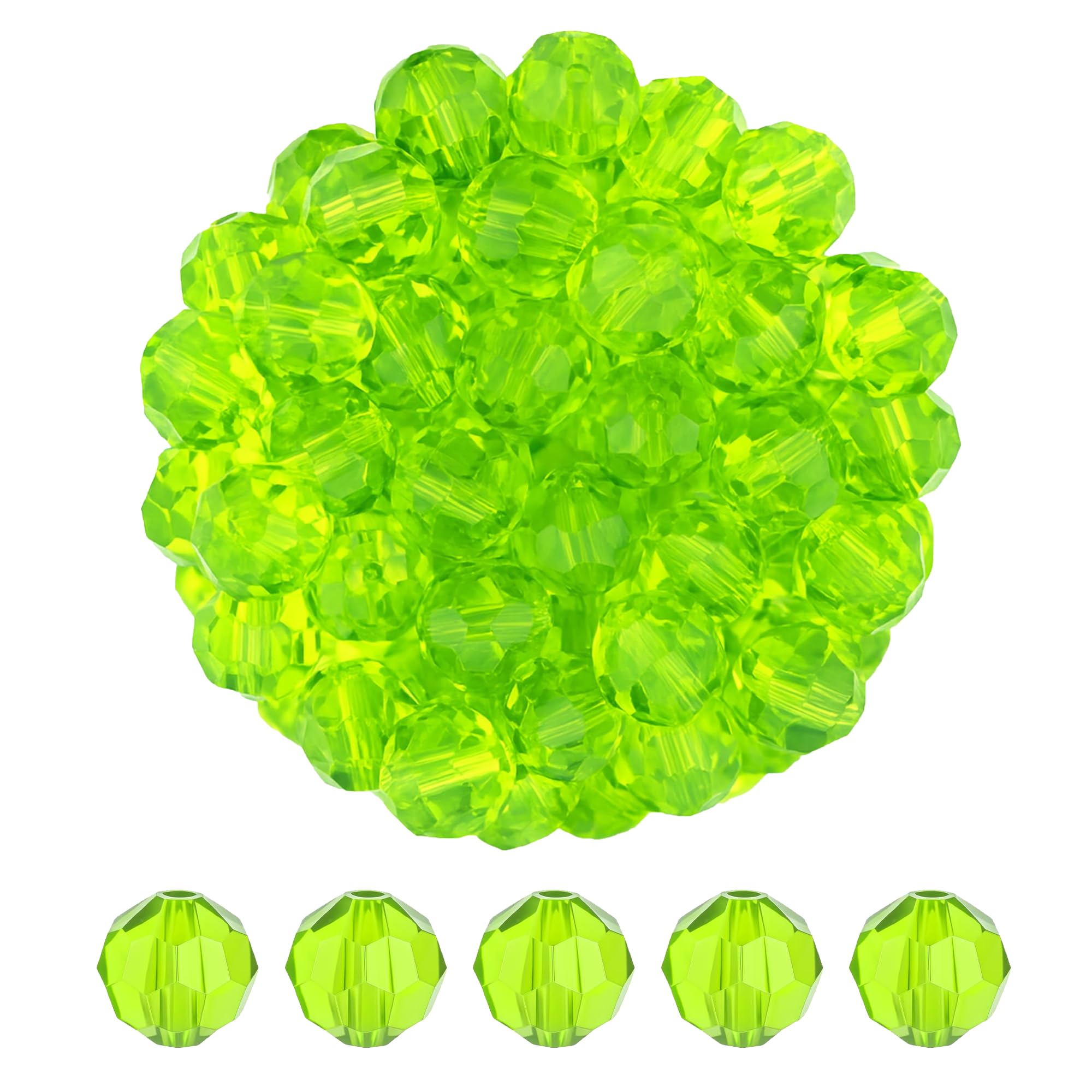 Perles rondes en cristal vert fluo Mandala Crafts de 10 mm pour création DIY