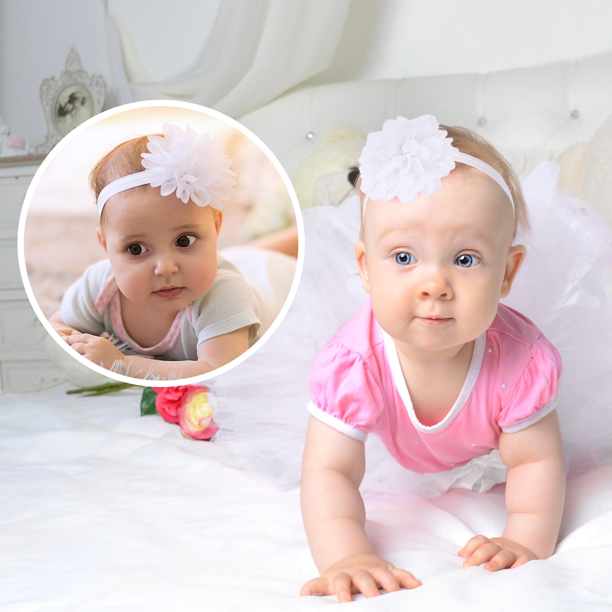 Baby Girls Tutu Skirt with Diaper Cover,Soft Tulle Skirt Infant Shorts with Headband White