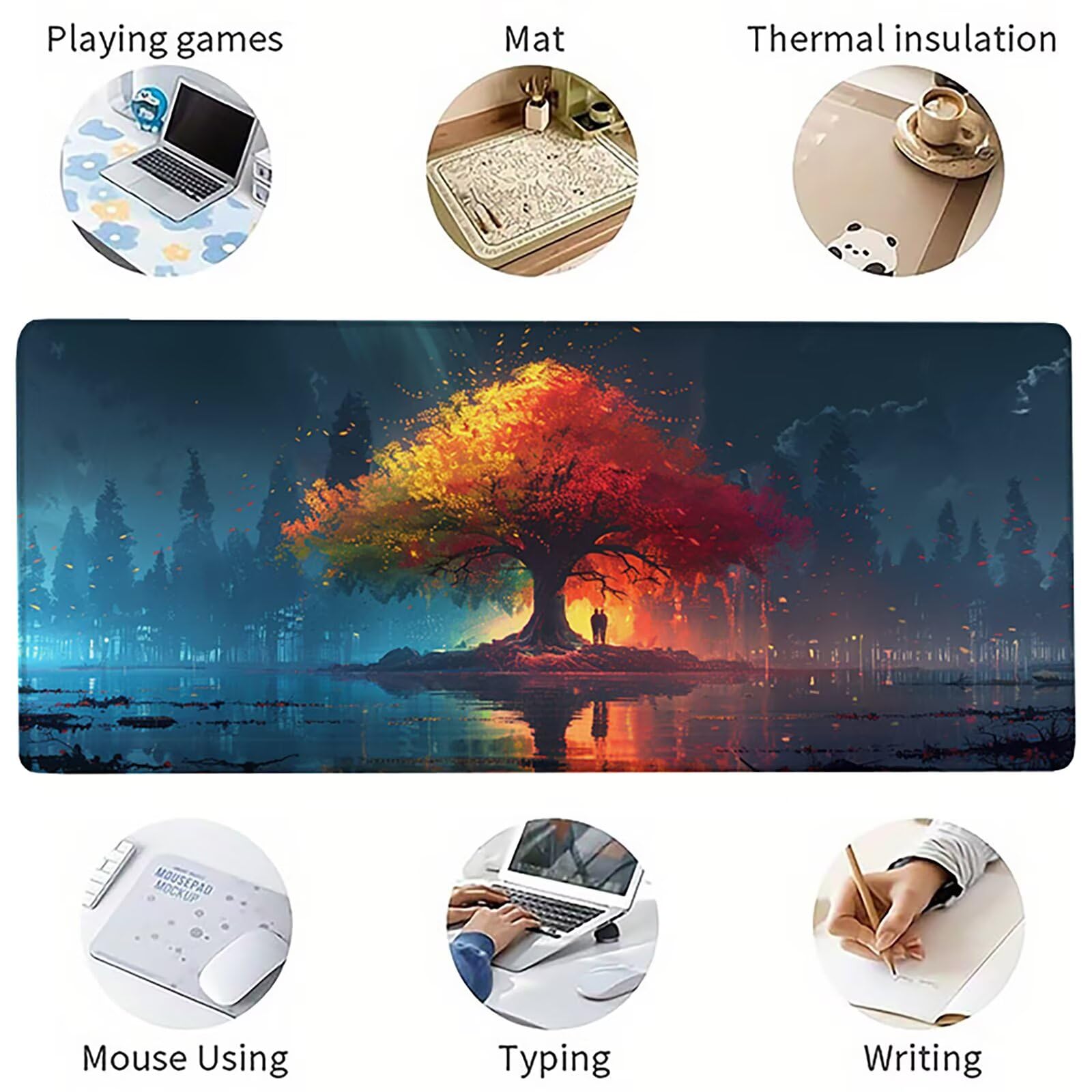 Gris Alfombrilla Ratón XXL 1600x800x3mm, áRbol De La Vida Mouse Pad 7-3708 | Alfombrilla Ratón Gaming Mejora la Precisión y la Velocidad, Alfombrilla Escritorio para Jugadores de PC, Oficina