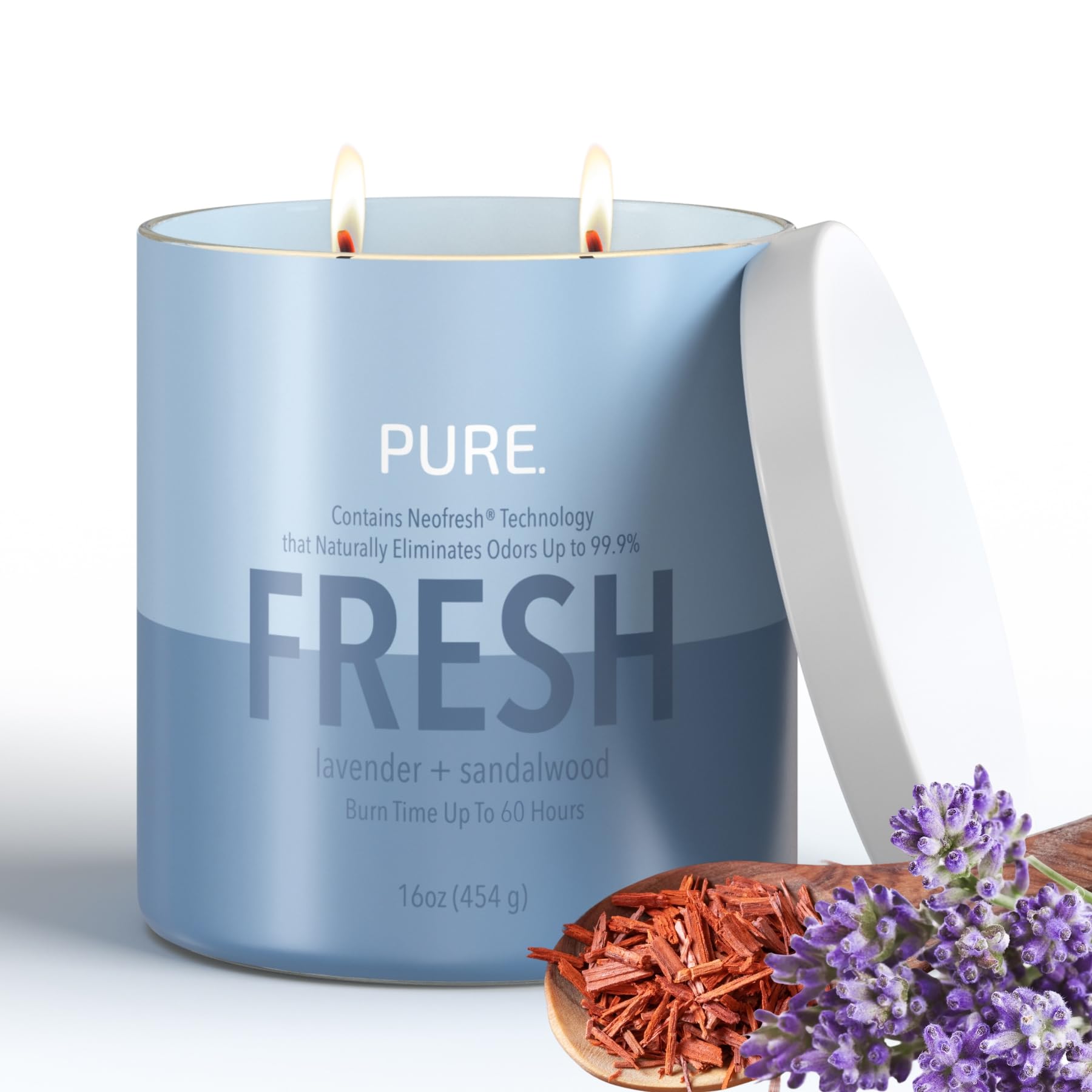 Candle-Lite Pure Lavender and Sandalwood Odor Eliminating Scented Candle 16 oz 2-Wick Jar