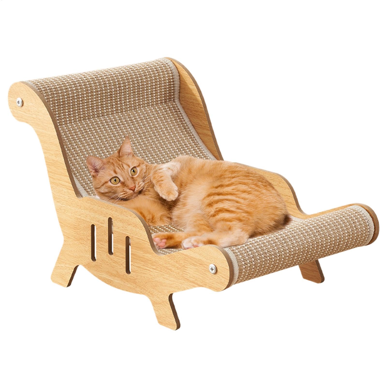 Cat Lounger Chair With Sisal Scratching Pad - Recliner Sofa With Deck and Lounge Bed for Kittens - Furniture for Relaxing