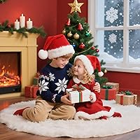 Vista 4 de Sombrero de Navidad para niños, sombrero de Papá Noel, cómodo, extra grueso, mantiene el calor, terciopelo rojo, unisex, sombrero de Navidad