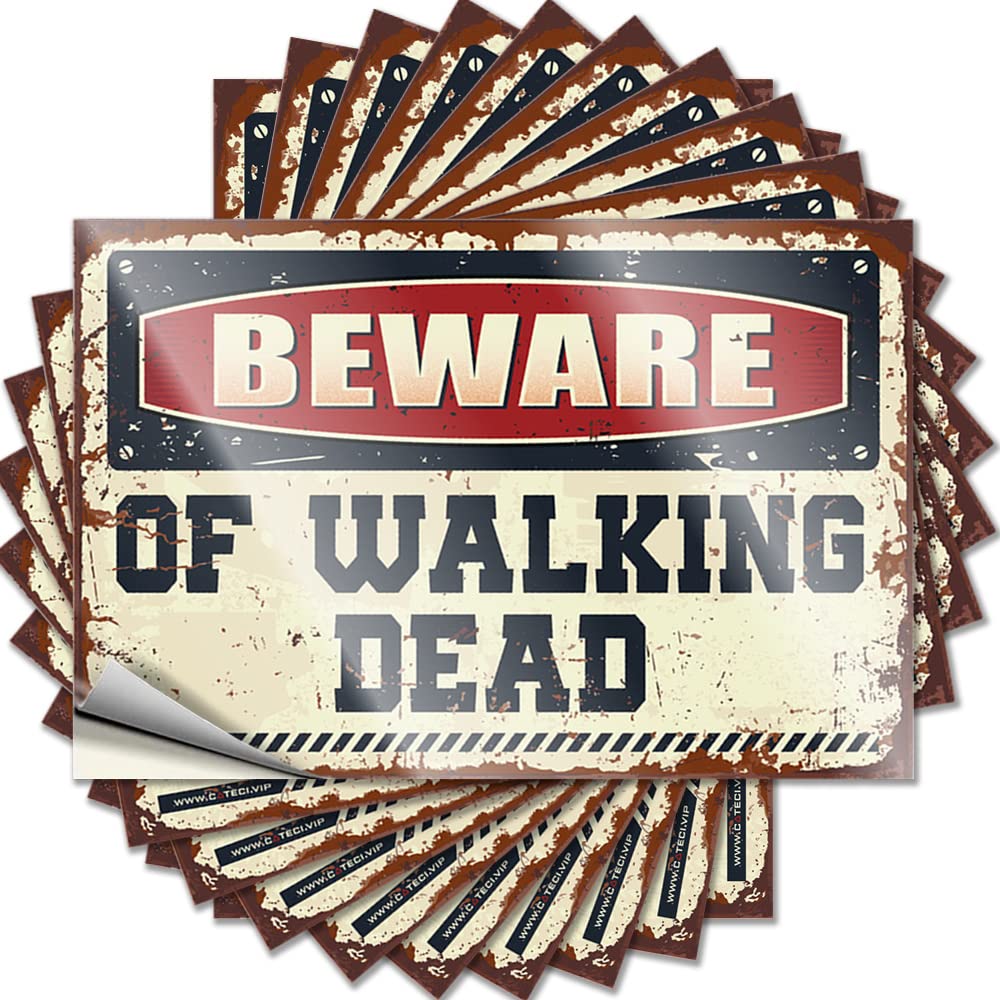 Beware of Walking Dead Bookish Sticker | Garage Decor for Men Waterproof Vinyl Helmet Gamers Removable Decal Peel Stick(12X18CM)
