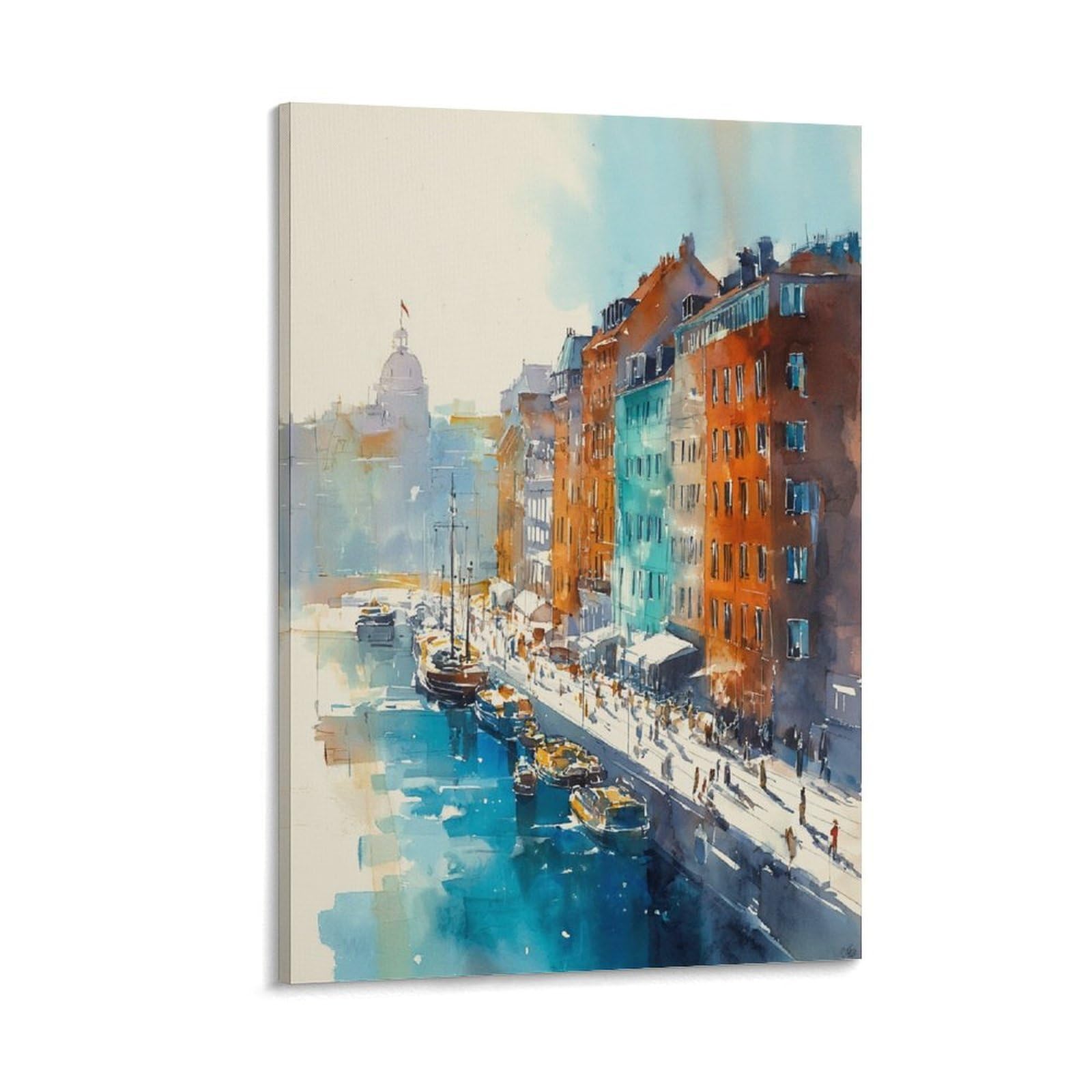 XWYMXZ Boston Skyline Watercolor Print Cityscape Posters 24x36inch(60x90cm) Vintage Watercolor Canvas Art