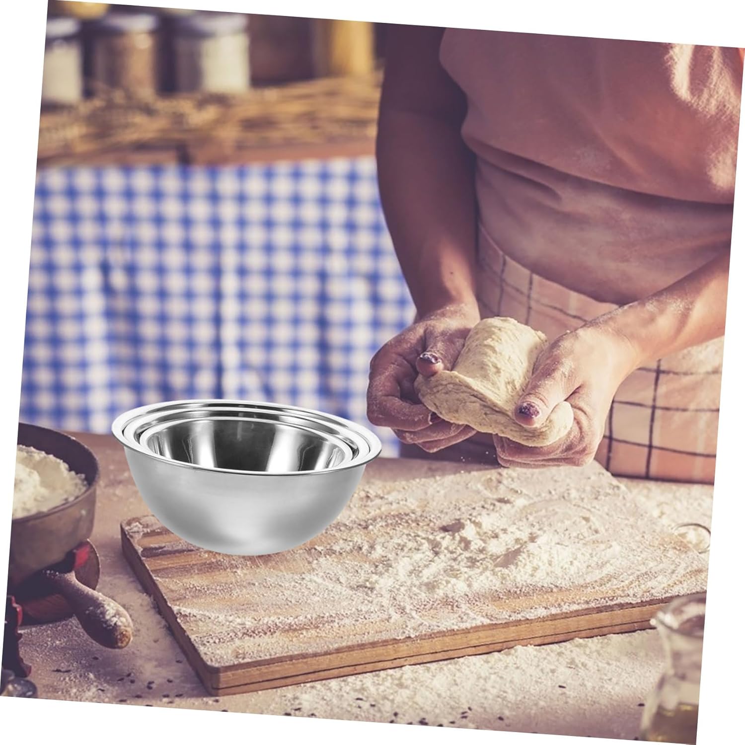 Cabilock 3pcs Mixing Bowl Set Stainless Steel Mixing Bowls Decorative Basin Retro Basin Easy to Clean