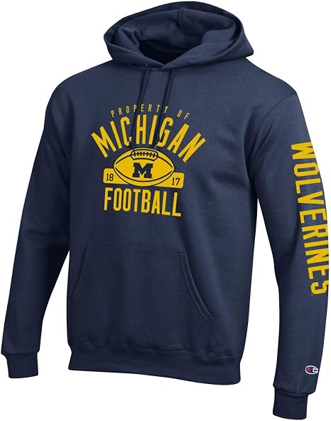 Champion University of Michigan Football NCAA Felpa con Cappuccio Manica  Stampa Navy, Uomo, Blue, XXL : Amazon.it: Sport e tempo libero