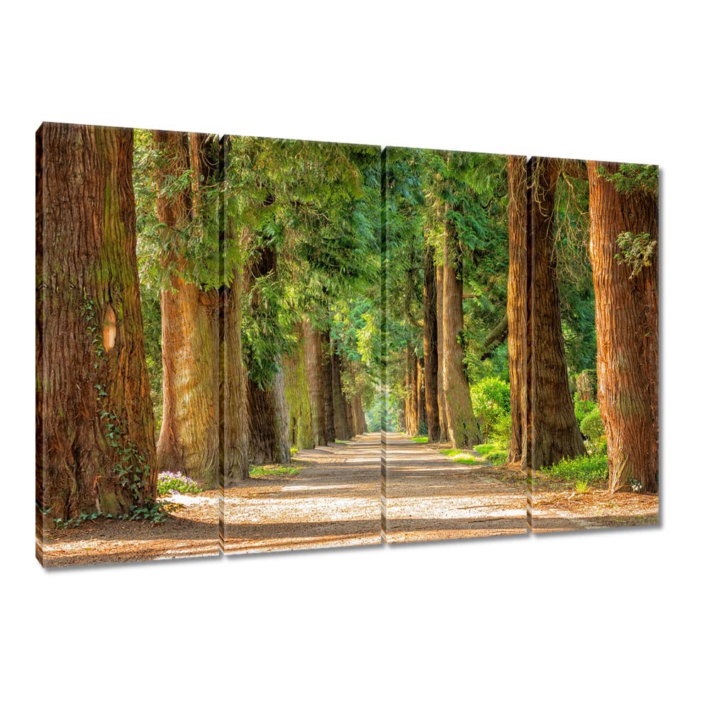 Peinture imprimée sur toile arbres et route grand tableau mural de salon