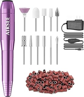 AIRSEE Home Lite Portable Electric Nail Drill Machine with adapter for Beginners, EFile for Acrylic Gel Nails and Manicure Pedicure Polishing Shape, Electric Nail File Kit for Home, Purple