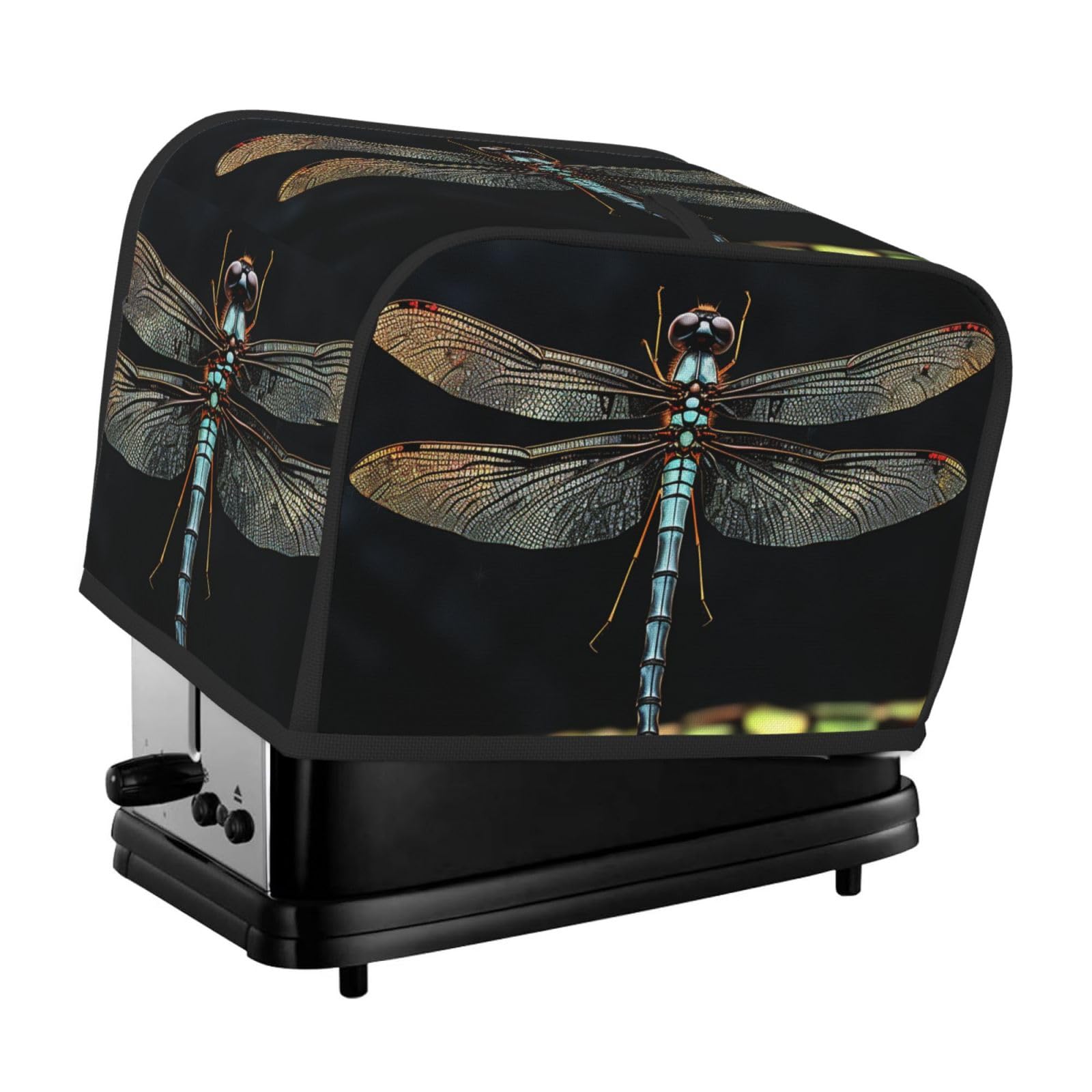 Fodpand Black Toaster Covers 2 Slice Dragonfly Bread Machine Cover Quilted Toaster Dustproof Cover Washable Appliance Cover Bread Maker Protective For Kitchen Small Appliance