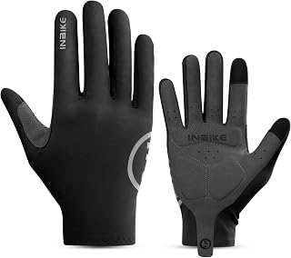 INBIKE Breathable Full Finger Cycling Gloves for Men & Women - Touchscreen, 3mm Gel Pad, Reflective MTB Bike Gloves