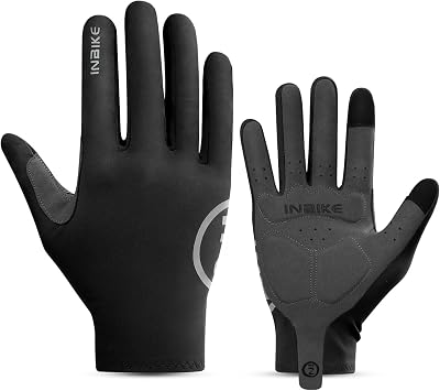 INBIKE Breathable Bike Gloves for Men Women, Full Finger Pad Cycling Gloves, Touchscreen Reflective Mountain Biking Bicycle