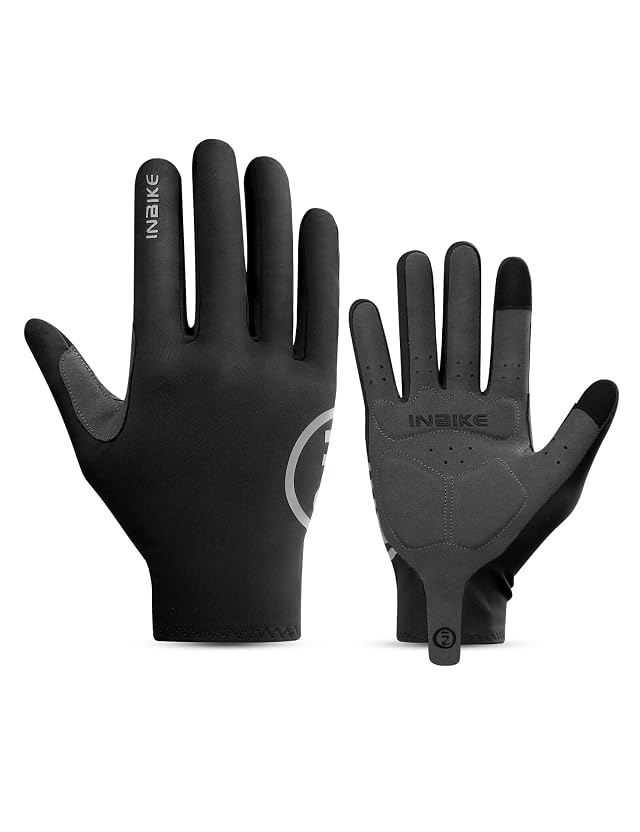 INBIKE Breathable Bike Gloves for Men Women Full Finger Pad Cycling Gloves Touchscreen Reflective Mountain Biking Bicycle