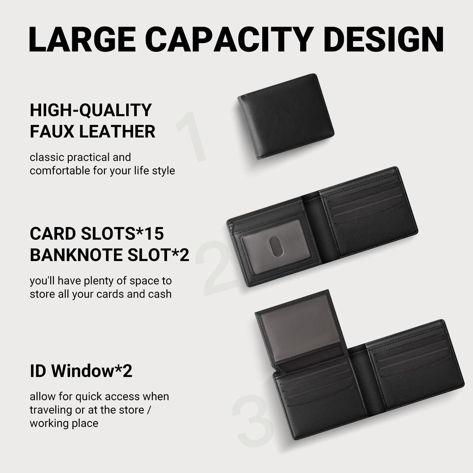 GNDR Wallet For Men RFID Blocking Black Wallets Bifold Faux Leather Card Holder Front Pocket Mens Accessories With Gift Box