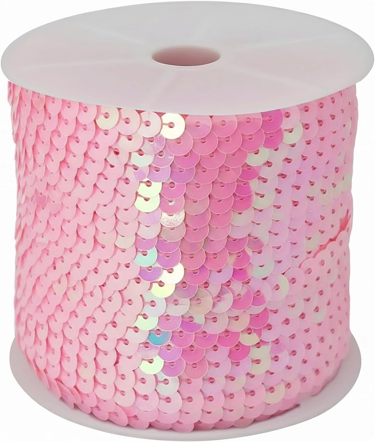 6mm*100Yards/Roll Sequin Trim Round Flat Sequin Strip Trim on Strings for Crafts and Sewing Dress Costume Embellish Headband Fringe (Silvery)