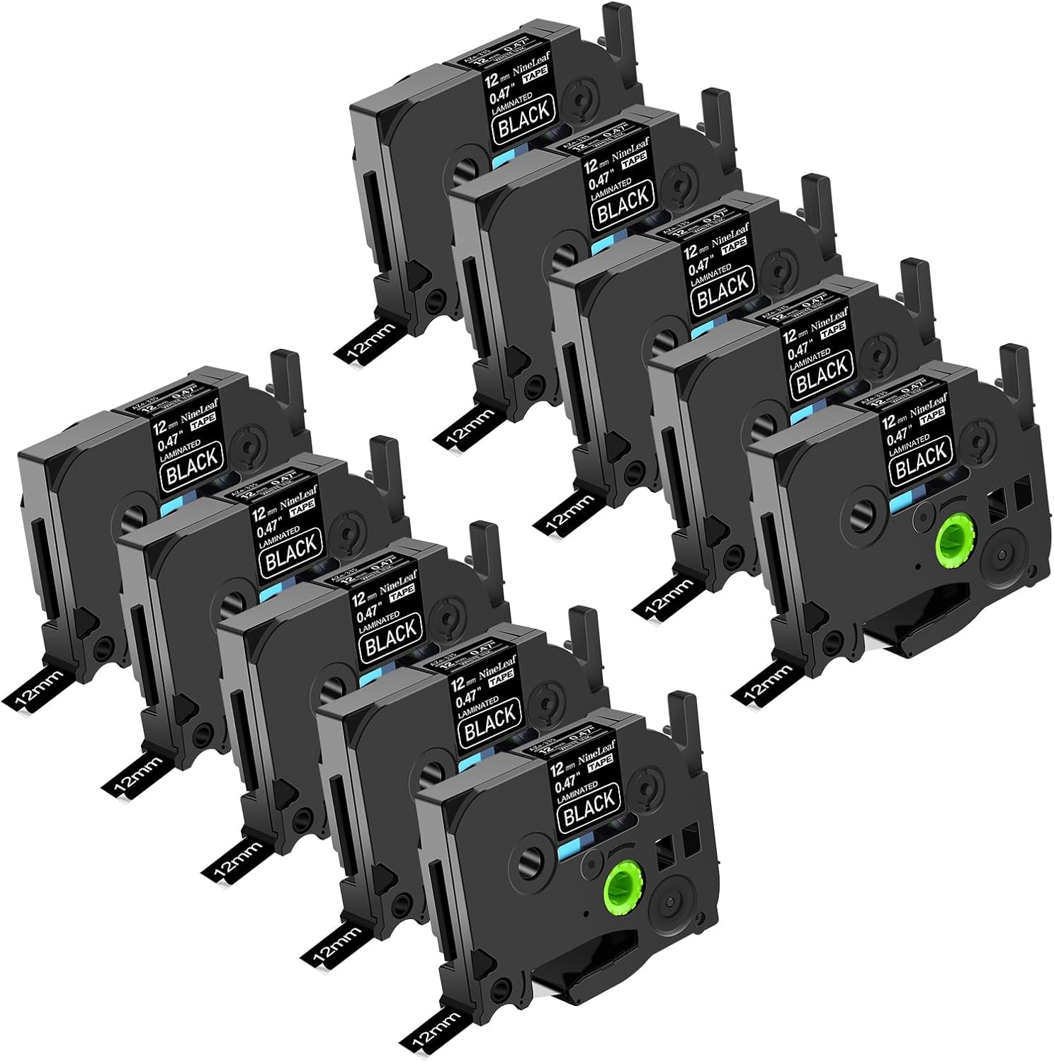 NineLeaf 10 Pack Compatible for Brother TZe-355 TZe355 TZ-355 TZ355 Label Tape 24mm 1'' 0.94'' White on Black Standard Laminated Labeling Work with P-Touch PT-D600 PT-P710BT 1500 1600 Label Maker